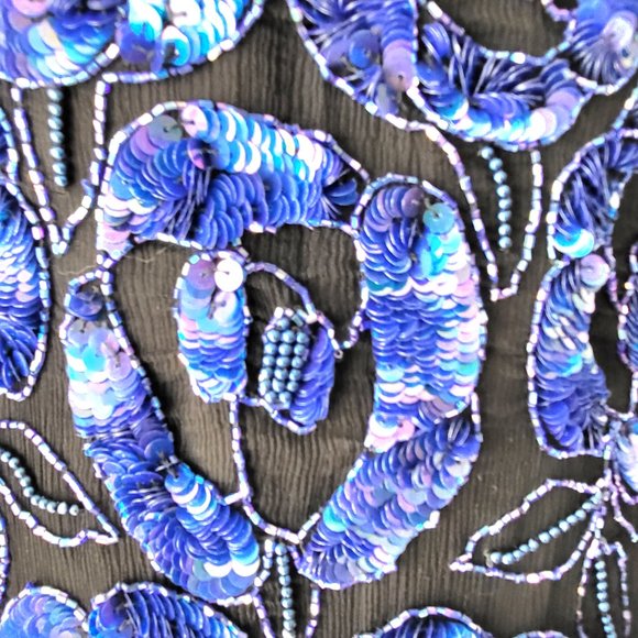 Vintage 1970s Iridescent/Opalescent Bluish Purple Bead Sequin Evening Top, Sz M - Picture 4 of 4